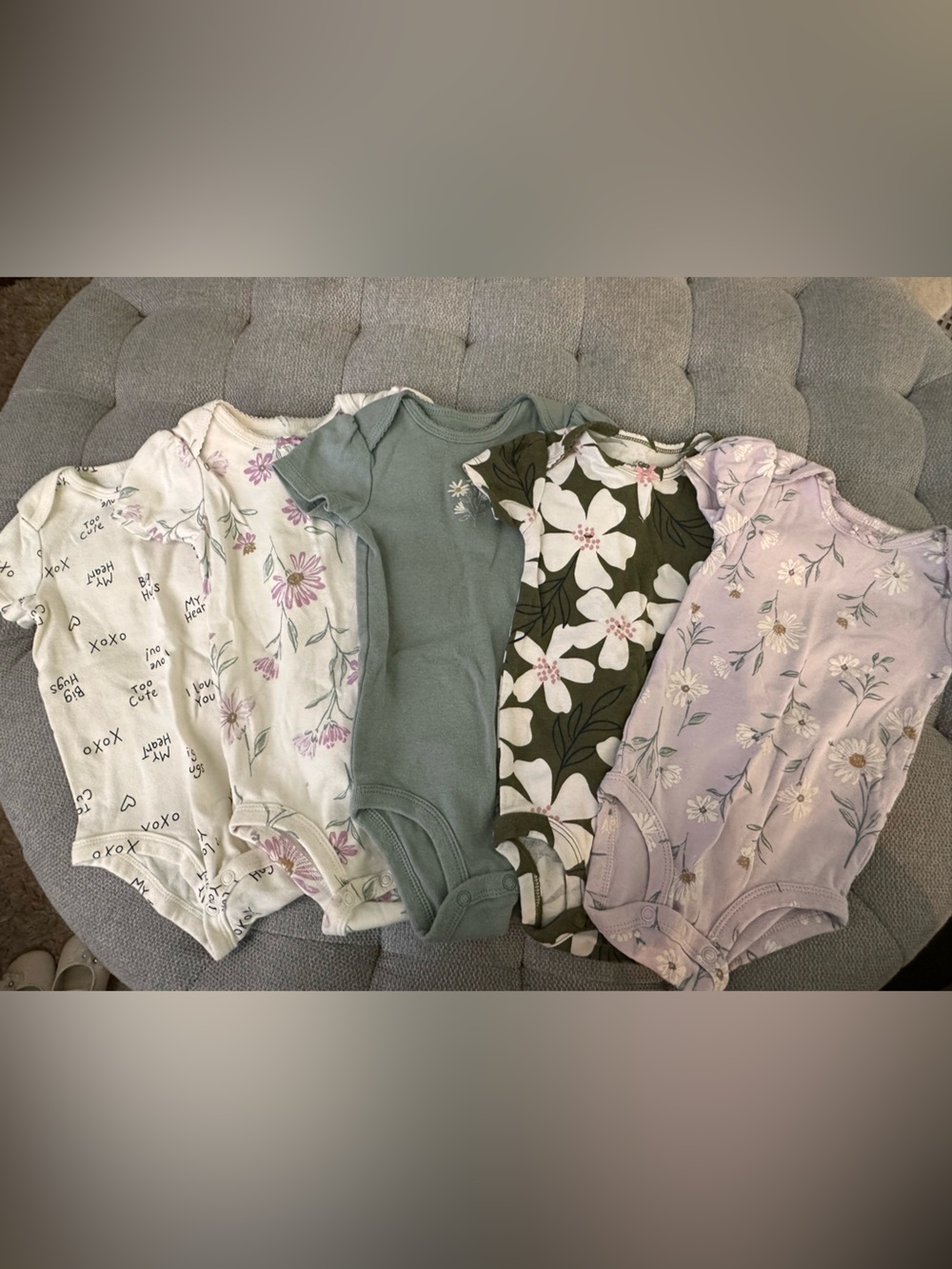 Carters Baby Girl Floral & Solid Onesie Bundle